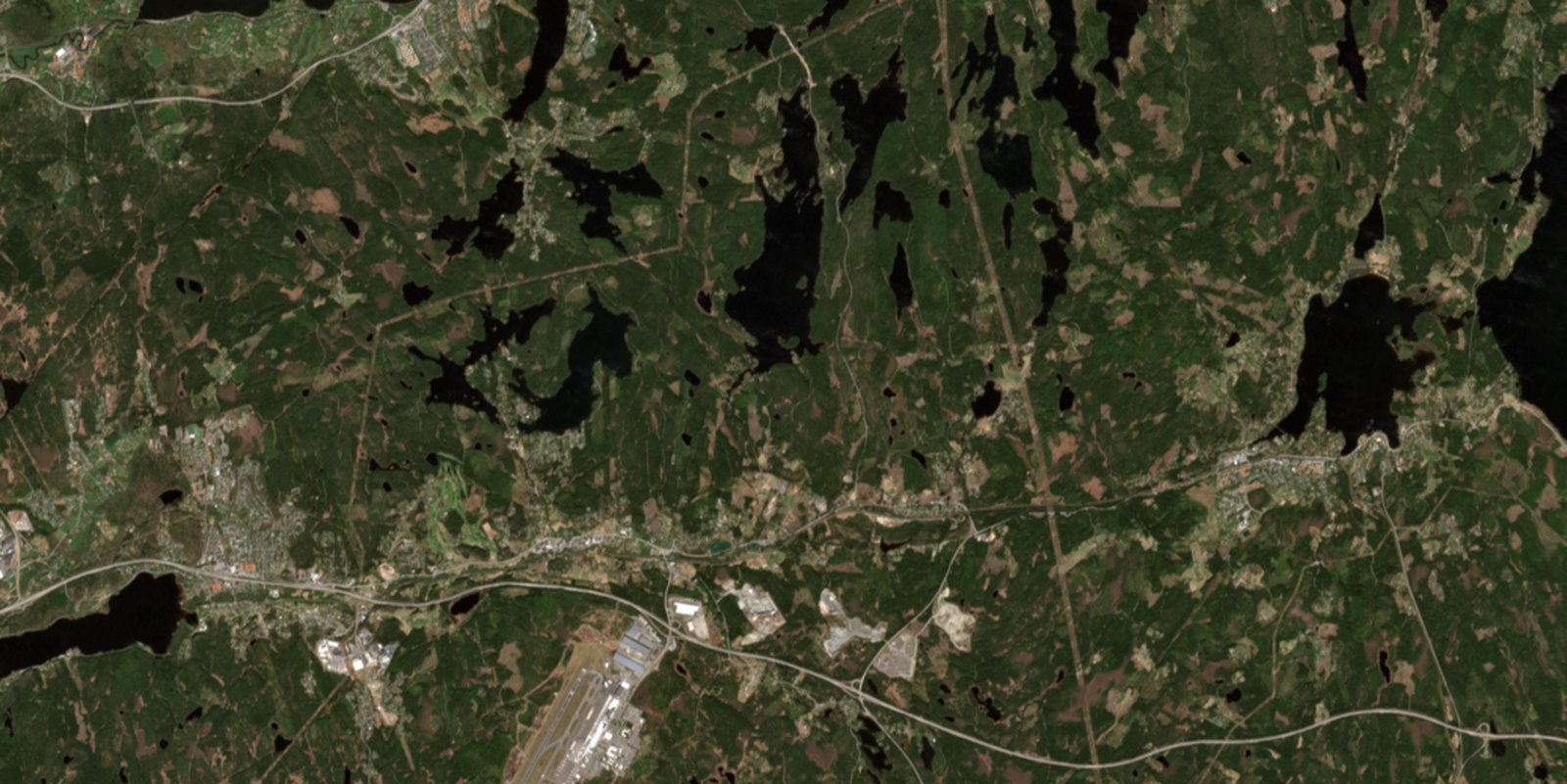 True-colour Sentinel-2 view of forest outside Gothenburg